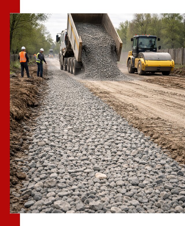 Доставка щебня для отсыпки дорог в Тулуне высокого качества