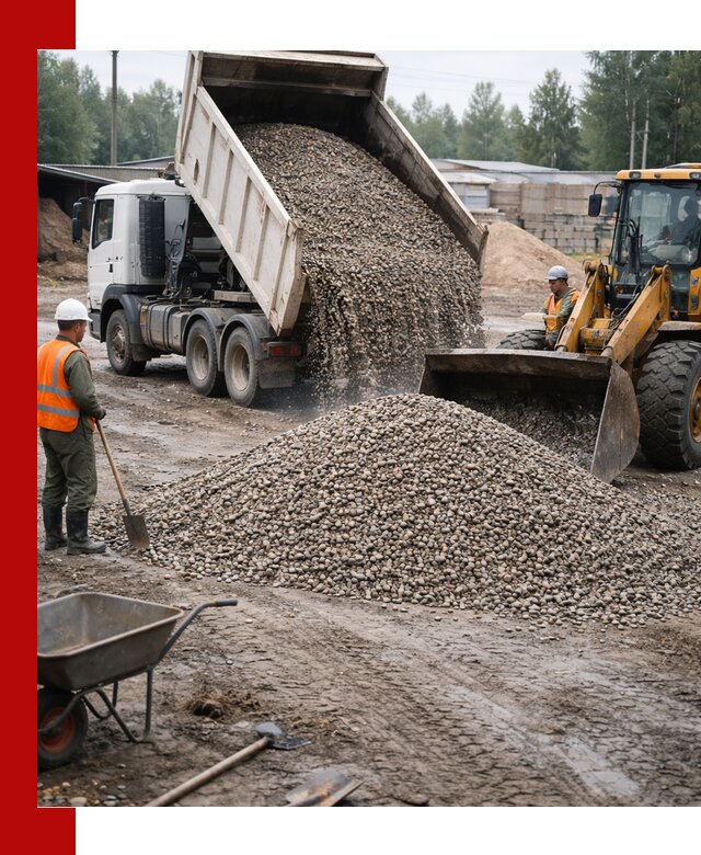 Мытый гравий с доставкой в Тулуне от карьера до участка