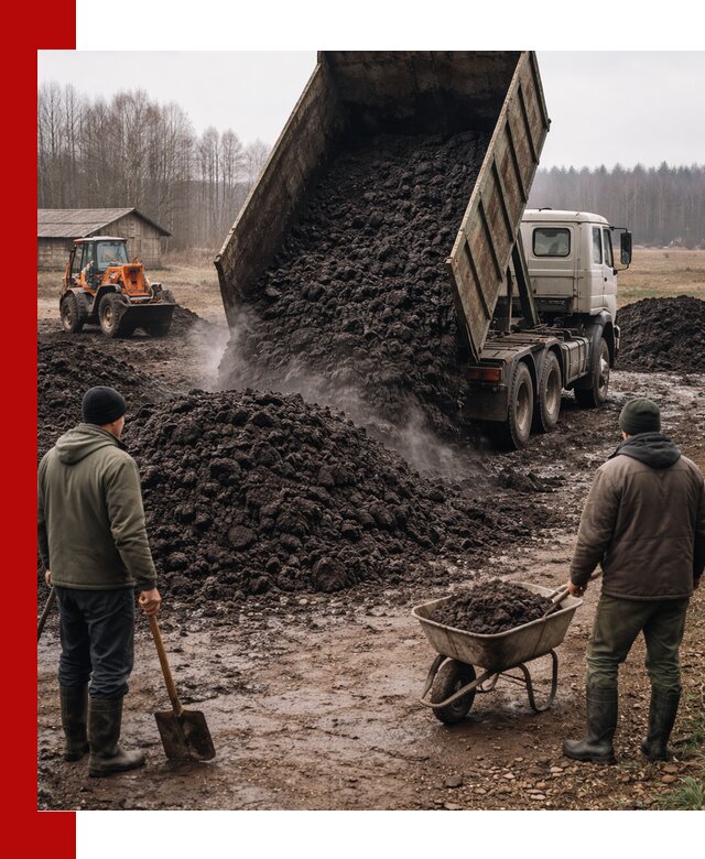 Доставка низинного торфа с разгрузкой и доставкой в Тулуне