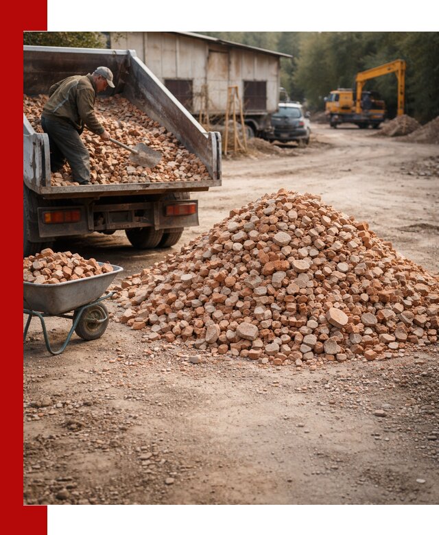 Доставка и подушка из боя кирпича с разгрузкой в Тулуне