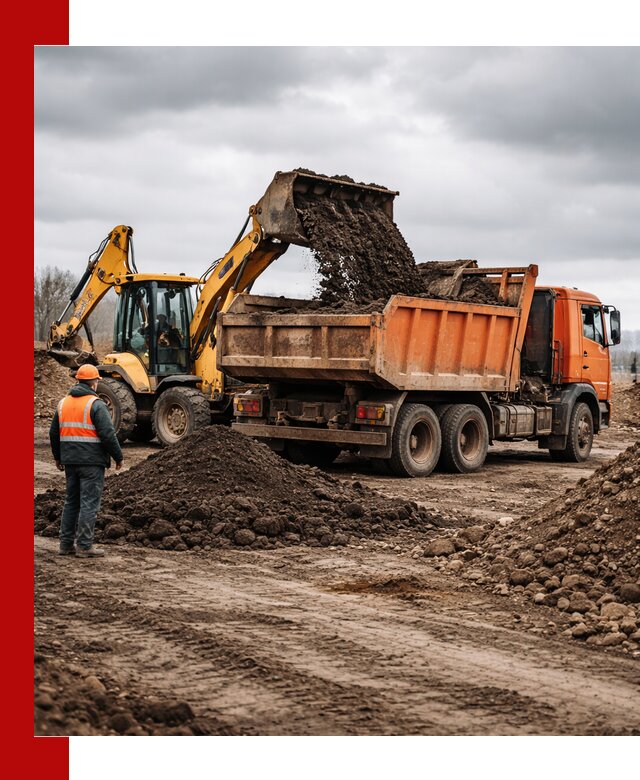 Вывоз грунта и строительного мусора в Тулуне грузовыми самосвалами