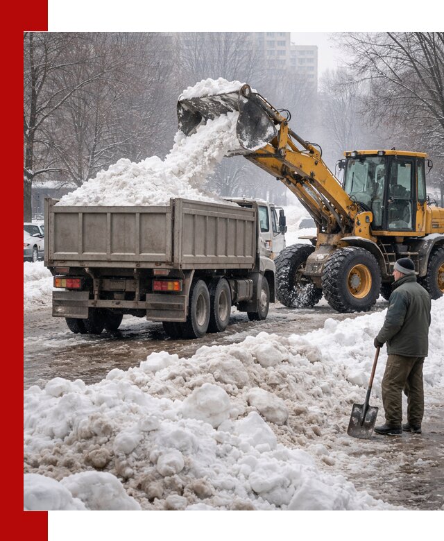 Вывоз снега грузовой техникой в Тулуне оперативно и чисто