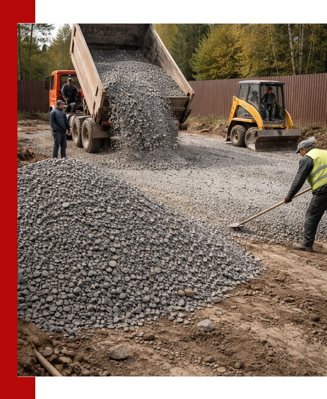 Отсыпка участка щебнем с доставкой и уплотнением в Тулуне